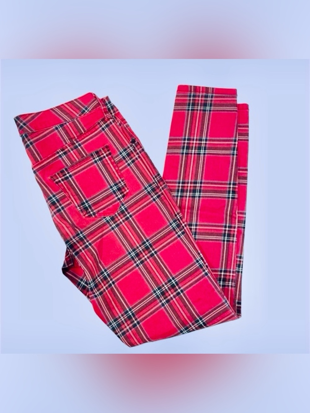 Punk Skinny Jeans Red Plaid - Size 10 - a must for any discerning punk